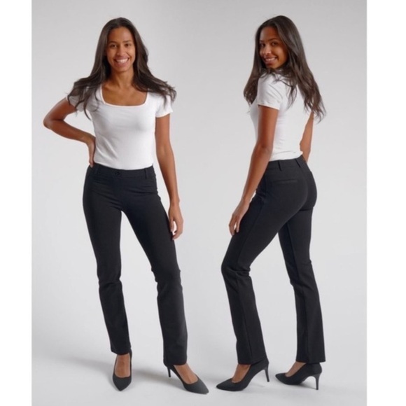 Betabrand Dress Pant Yoga Pants Straight Leg Classic Black Medium Long - Picture 1 of 6